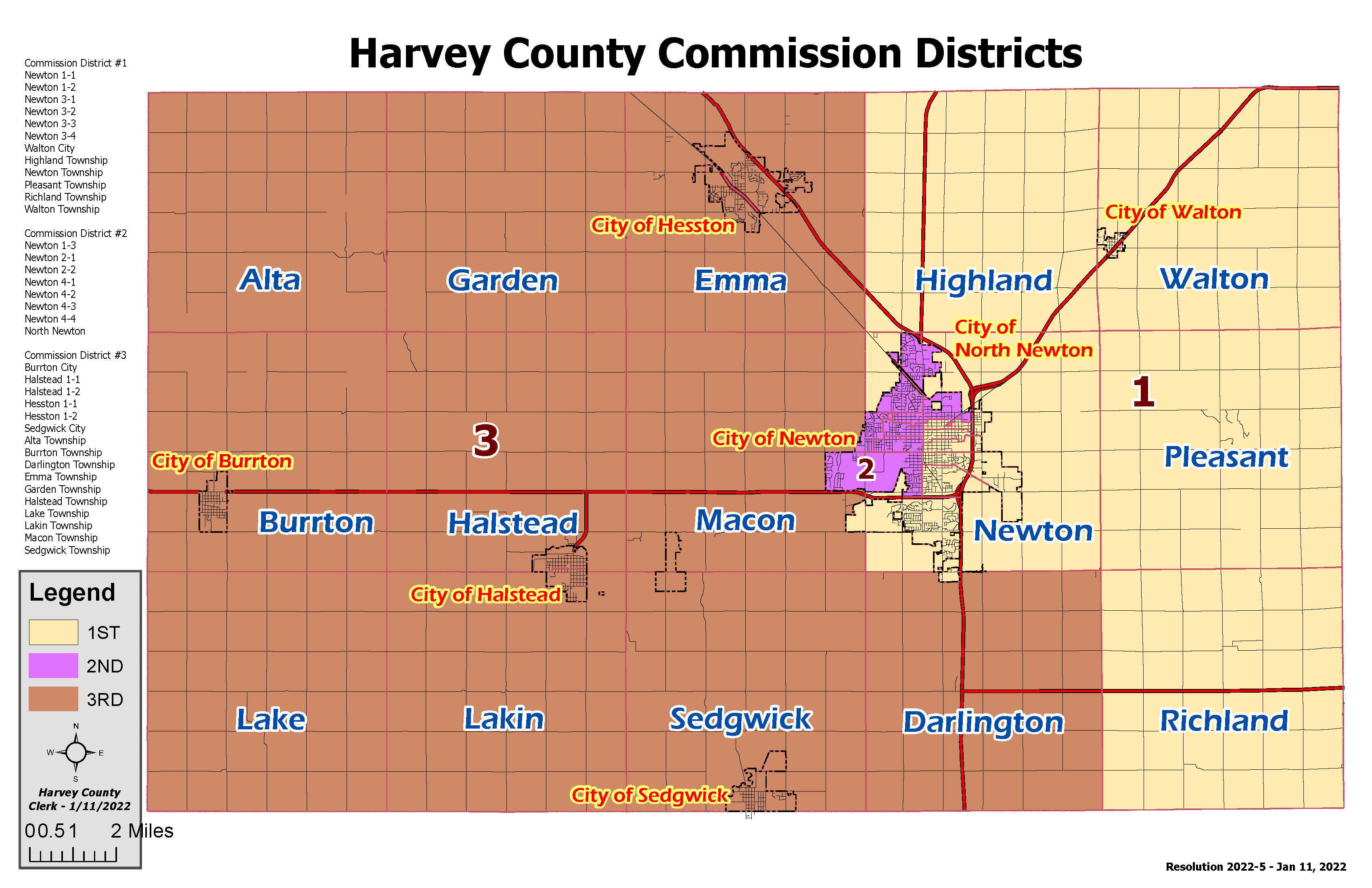 Harvey County commission district map 2022